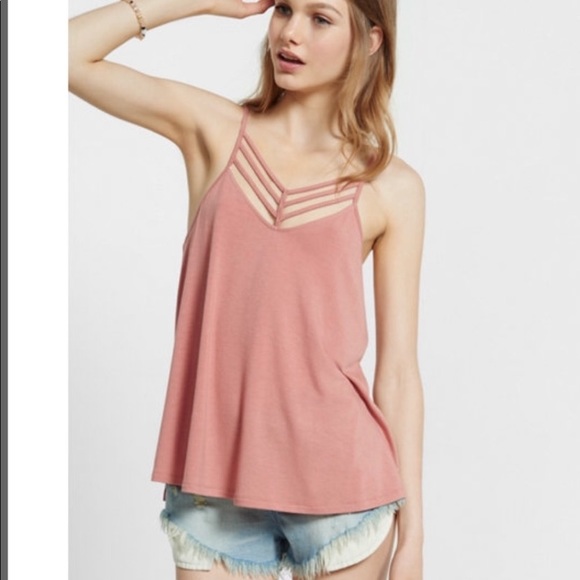 Express Tops - 🤎4/$20 Express Pink One Eleven Stappy V-neck Cami Top